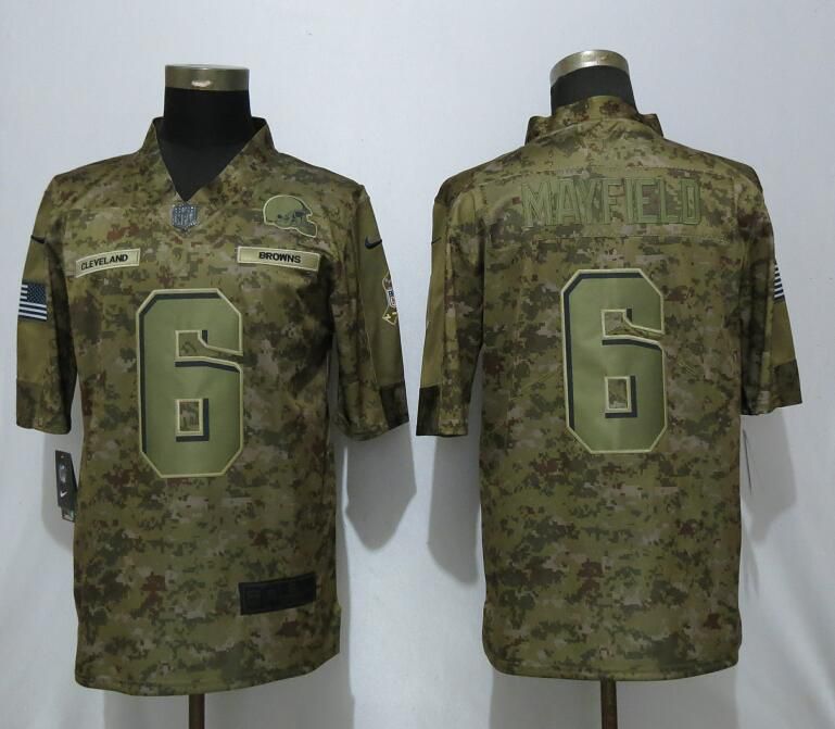 Men Cleveland Browns #6 Mayfield Nike Camo Salute to Service Limited NFL Jerseys->cleveland browns->NFL Jersey